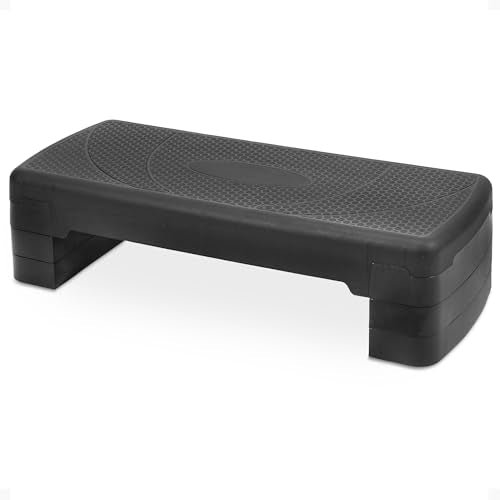 BalanceFrom 31-inch Aerobic Step Platform Trainer with 3 Adjustable Risers - color: Black