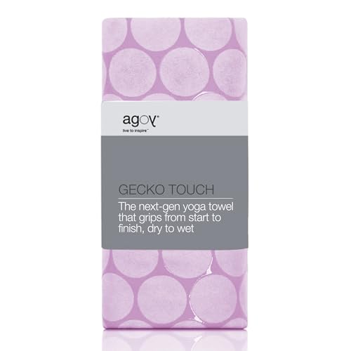 agoy Gecko Touch - Next-Gen Microfiber Yoga Towel - Double-Sided Silicone Non-Slip Grip – Ideal for Hot Yoga - Ultra Absorbent, Easy to Wash, Travel-Friendly - 30% Recycled Material - Free Wet Bag - color: Purple Rain