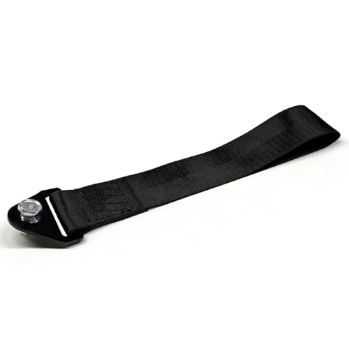 Racing Tow Strap, High Strength Nylon Car Bumper Towing Hook Traction Rope with Bolt & Nut, Universal Auto Trailer Belt Decorative Towing Strap for Front or Rear Bumpers (Black) - color: Black