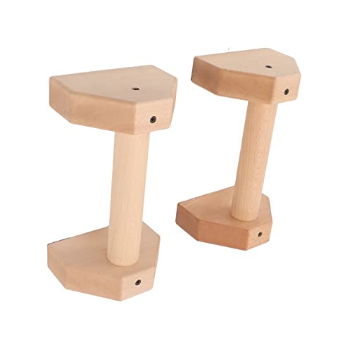 2pcs Wooden Push Up Handles, Anti Slip Pushup Bar for Floor, Beech Wood Parallettes with Silicone Pads for Calisthenics Handstand and Joint Friendly Workouts