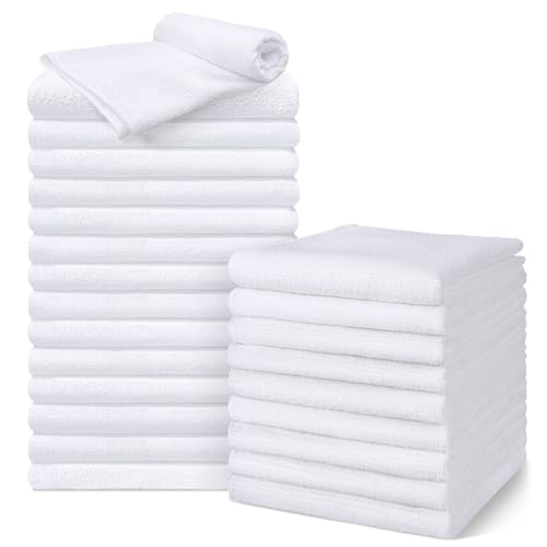 Salon Towels 24 Pack, Super Soft Microfiber Hand Towel, Highly Absorbent Hair-Drying Cloth for Gym, Bath, Spa Use and Home Beauty Care - White (16x29 inch) - color: White, size: 24PK