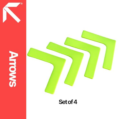 Fitness Health FH Flat Rubber Space Marker Flexible Arrow Corner DISC Set of 4 Non Slip Speed Agility Training Floor Markers KIT