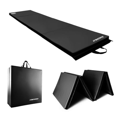RitFit Upgraded Folding Exercise Mat, 2 Inch Thick Gymnastics Mat - color: Black(2' x 8')