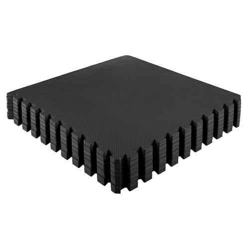 EVA Foam Mat Tiles 8-Pack - 32 SQ FT of Interlocking Padding for Garage, Playroom, or Gym Flooring - Exercise Mat or Baby Playmat by Stalwart (Black)