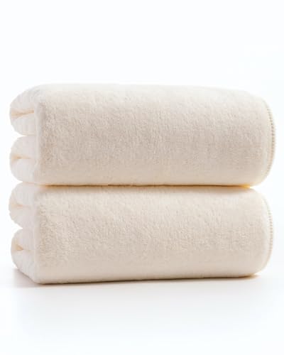 sakano 2-Piece Bath Towel Set - Ultra Soft Highly Absorbent No Fuzz Quick-Dry Microfiber Bath Sheets for Gym, Spa, and Salon -White, 28 x 55 inches