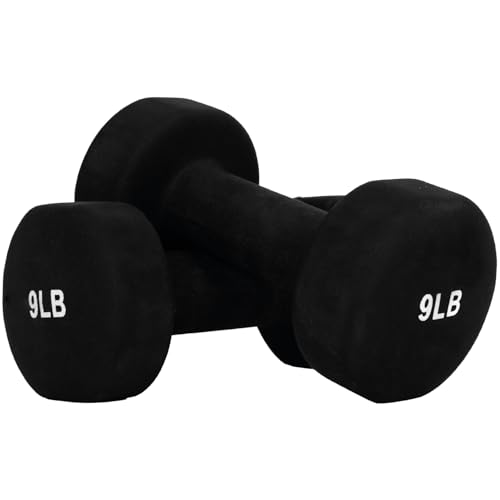 FUXION Neoprene Dumbbell Hand Weights, Sets of 2 Hexagon Non-Slip Weights for Home Gym Yoga Pilates Workout - size: 9lb Pair