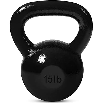 JFIT Cast Iron Kettlebell – Single Weight, Flat Bottom, Polished Handle | Men & Women | CrossFit, Cardio & Strength Training - size: 15.0 Pounds