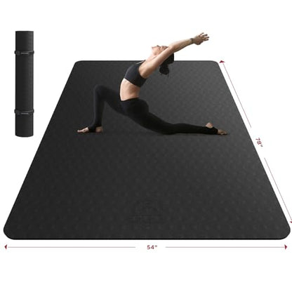 HAPBEAR Extra Large Yoga Mat - 72"x48"x6mm (1/4 inch), Non-Slip, Durable, Thick Wide Exercise Mat for Home Workouts, Yoga, Pilates, Stretching and Cardio Workouts