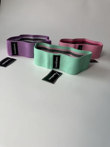 PeachKinetic Fabric Resistance Bands Set, 3-Pack, Light, Medium, Heavy, Non-Slip, for Glute Workout, Pilates, Yoga, Home Gym
