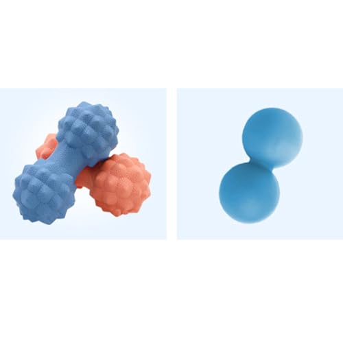 Silicone Peanut Massage Ball Double Lacrosse Muscle Massager for Trigger Point Therapy and Myofascial Release, Nordic Blue Fitness Roller for Yoga and Muscle Relaxation