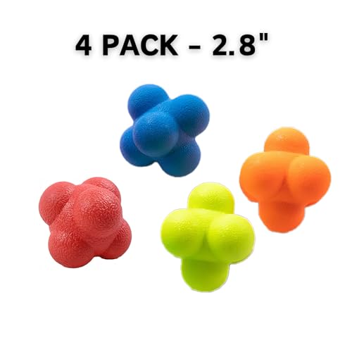 Reaction Balls 4 Pack, 2.8 Inch - Baseball Handball Reflex Training Equipment, Hand-Eye Coordination, Speed Reflex Trainer for Agility Games and Garden Family Gatherings