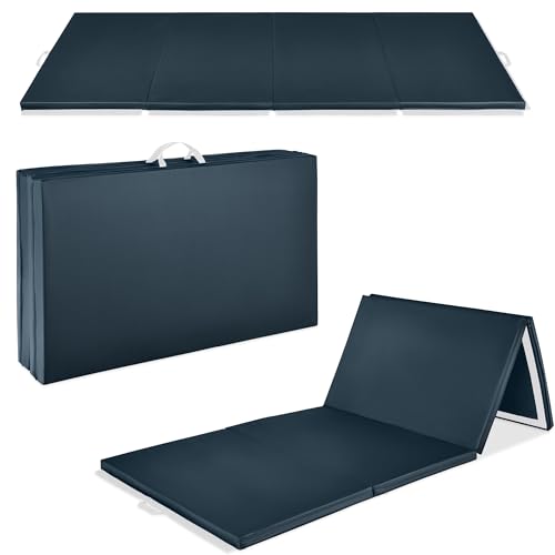 Best Choice Products 10ftx4ftx2in Folding Gym Mat 4-Panel Exercise Gymnastics Aerobics Workout Fitness Floor Mats w/Carrying Handles - color: Eclipse