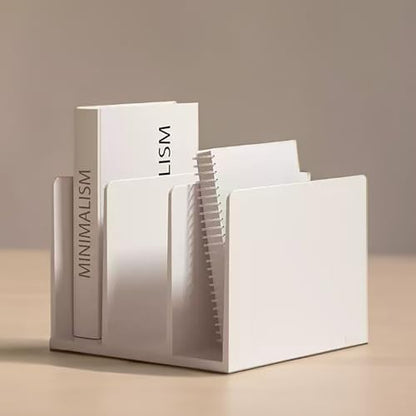 White Mail Desktop Mail Holder, 3 Sections, Plastic Note File Book Letter Paper Holder Sorter Office Accessories Organizer for Desk, 4.8 Inch High 6.38inch Wide 6.38 inch Long