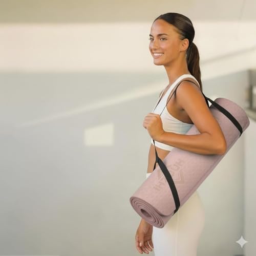 Extra Thick Yoga Mat 0.315 Inch, Non Slip 72x24 Inch, POE Eco Friendly Cushioned Mat for Home Gym Yoga Pilates Men Women - color: Pink + Navy Blue