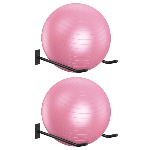 Metal Exercise Ball Holder Wall Mount(Set of 2),Black Yoga Ball Stand Holder,Stability Ball Holder for Yoga Balls in Home Gym or Studio