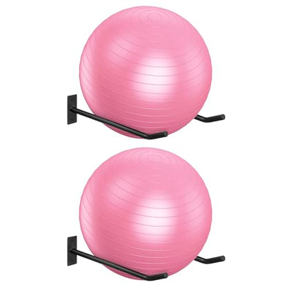 Metal Exercise Ball Holder Wall Mount(Set of 2),Black Yoga Ball Stand Holder,Stability Ball Holder for Yoga Balls in Home Gym or Studio