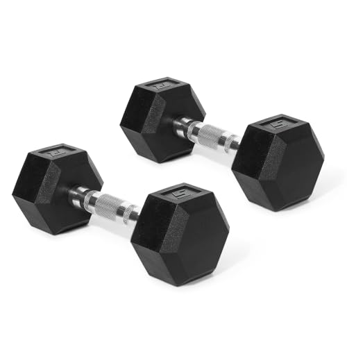 Ritfit 5-650 LBS PVC Encased Hex Dumbbell Sets with Optional Rack for Home Gym, Hand weight with Chrome Handle for Strength Training,Workouts - style: 2X5LBS