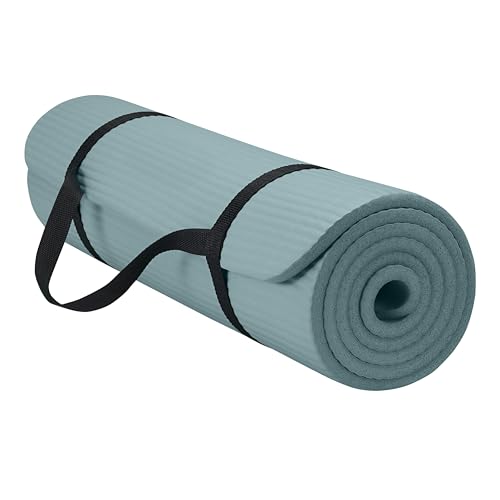 Gaiam Yoga Mat, Pilates & Exercise Mat, Thick Mat 2/5" (10mm) Workout Mat with Easy-Cinch Carrying Strap for Home & Gym Workouts - color: Balsam