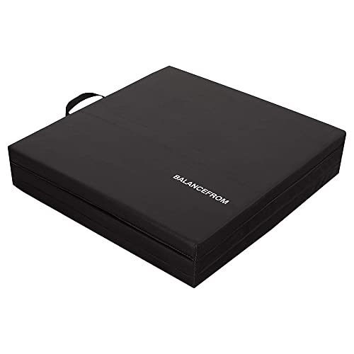 BalanceFrom 6x2 Feet 3-Panel Folding Gymnastics Mat – 1.5-Inch Thick Pad with Vinyl Surface and Carrying Handles for Tumbling, Yoga, Pilates, Home Workouts, and Martial Arts