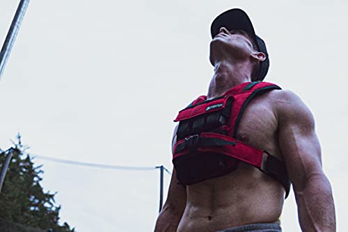 Driven | 28lb Red Weight Vest | Gym Adjustable Removable Weights | Calisthenics Fitness Body Training 1000D Nylon