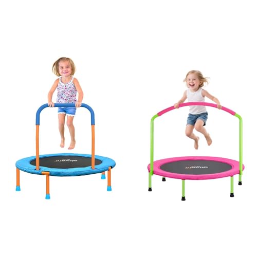 Ativafit 36inch Mini Toddler Trampoline for Kids Ages 1-6 Indoor Outdoor Folding Small Rebounder Trampoline with Foam Handle Safety Padded Cover Fun for Kids