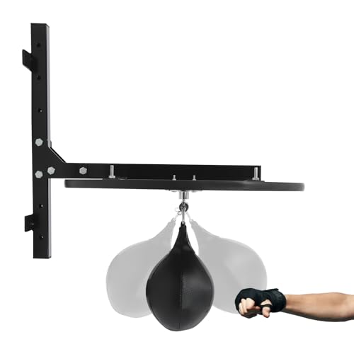 Heavy Duty Adjustable Speed Bag Platform Kit, Height Wall Mount Professional Fitness Ball Boxing Reaction Training Kit with Shackle Swivel - color: Black