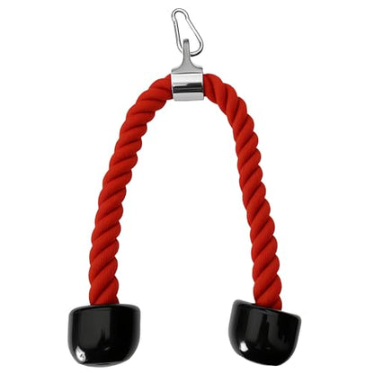 Heavy Tricep Rope Cable Machine Accessories Nylon Tricep Rope for LAT Pull Down Pulley System Attachment, for Home Gym Weight Fitness with Carabiner - color: Red