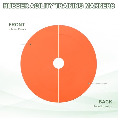 Flat Cones Spot Markers, Non-Slip Spot Marker Agility Dot Soccer Cones with Drawstring Bags - color: Orange