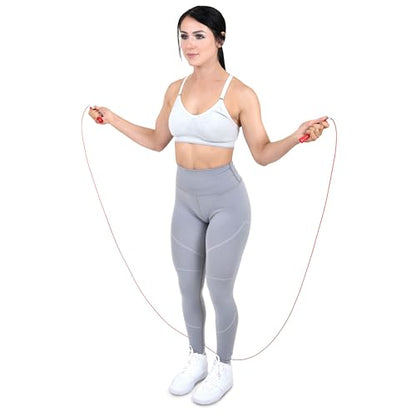 ProsourceFit Speed Jump Rope 10’ Adjustable Length, Super Fast Turning for Cardio, Boxing - color: Red