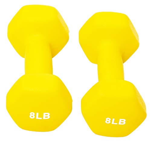 BalanceFrom Set of 2 Neoprene Coated Non-Slip Grip Dumbbell Weights - style: 8 lbs, Set of 2
