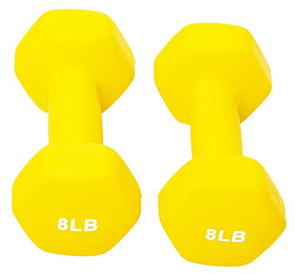 BalanceFrom Set of 2 Neoprene Coated Non-Slip Grip Dumbbell Weights - style: 8 lbs, Set of 2