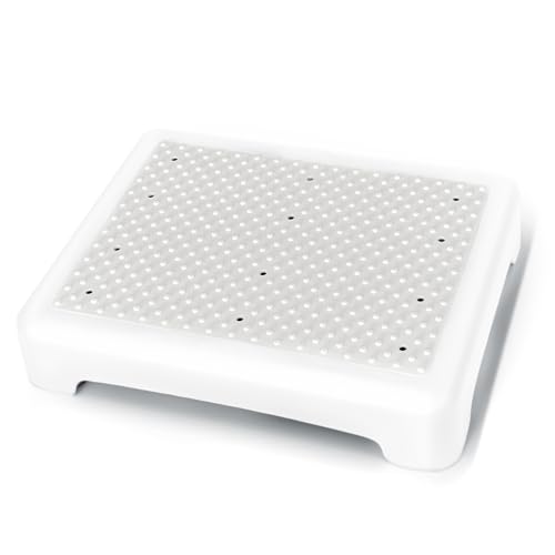 Bed Step for High Beds Adults - 3.35" Barefoot-Comfortable TPE Soft Pad Mobility Step Stool for Seniors & Post Surgery, 600lb Heavy Duty Anti-Flip Step for Car, SUV, RV & Bathroom (White-Grey) - color: White Grey