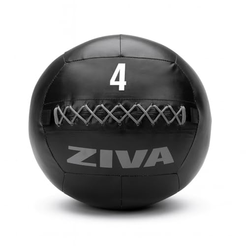 ZIVA Soft Wall Ball – Highly Durable Weighted Exercise Medicine Slam Ball for Strength and Conditioning Workout - Multiple Color, Weight Available - color: 4lb - BKGY