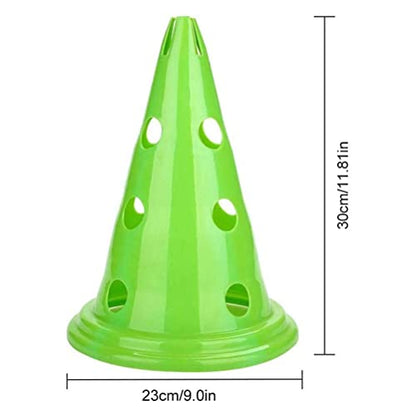 Football Training Cones, 5 Pieces Bright PE Agility Cones with Holes for Football Practice Obstacle Course Indoor Outdoor Speed Training Red Yellow Blue Green Orange