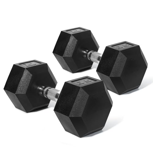 Ritfit 5-650 LBS PVC Encased Hex Dumbbell Sets with Optional Rack for Home Gym, Hand weight with Chrome Handle for Strength Training,Workouts - style: 2X35LBS