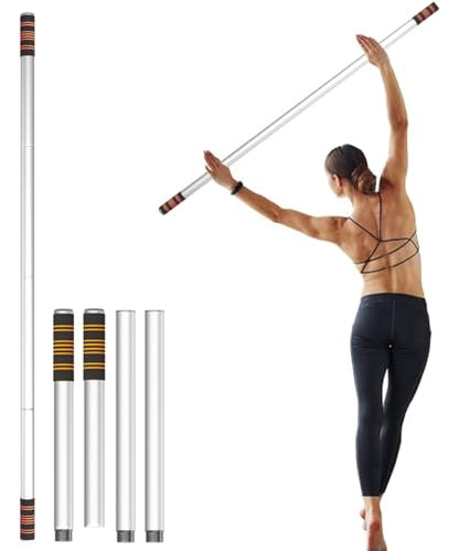 Queension 5ft Yoga Stick Adjustable Stretching Bar for Mobility & Balance - color: White