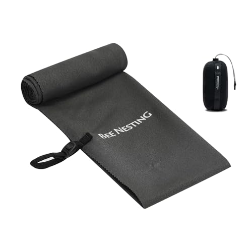 Bee Nesting Ultralight Quick Dry Towels for Backpacking, Microfiber Towel Tavel Accessories for Hiking, Beach, Gym, Swimming, Pocket Sweat Towels(XL Black - color: Black, size: X-Large