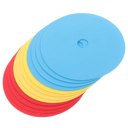 ibasenice 12pcs Soccer Training Flat Discs Agility Marker Cones 15cm Diameter PVC Ground Spot Markers for Football Drills Field Marking Outdoor Sports