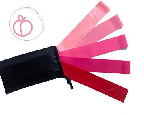 5 Pack Non Slip Resistance Booty Bands with Travel Carry Bag, Barre Exercise FlexBands for Legs and Butt, Home Workout Fitness, Squats, Stretching, Gym, Yoga, Physical Therapy, Pilates for Women