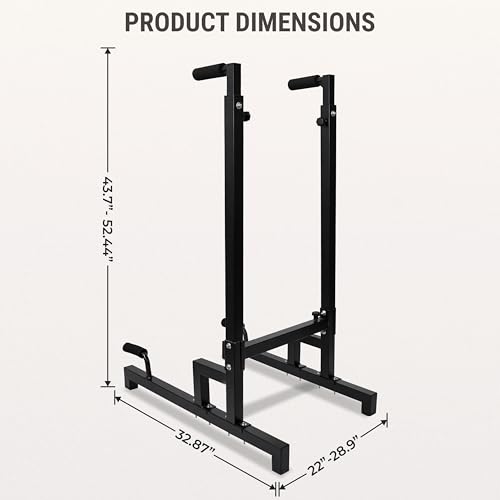 FEBTECH Dip Bar Station Heavy Duty Adjustable Dip Bars for Home & Gym Use – 32.87" L x 28.93" W x 52.35" H Parallel Dips Bar Stand 1000 LBS Capacity Dip Bars for Home Strength Calisthenics Equipment