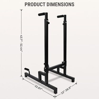 FEBTECH Dip Bar Station Heavy Duty Adjustable Dip Bars for Home & Gym Use – 32.87" L x 28.93" W x 52.35" H Parallel Dips Bar Stand 1000 LBS Capacity Dip Bars for Home Strength Calisthenics Equipment