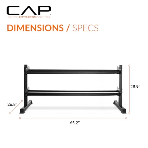 CAP 280 LB, 550 LB, 1200 LB Dumbbell Set with Horizontal 2-3 Tier Rack, Rubber Hex Free Weights, Home Gym Weight Set for Strength Training