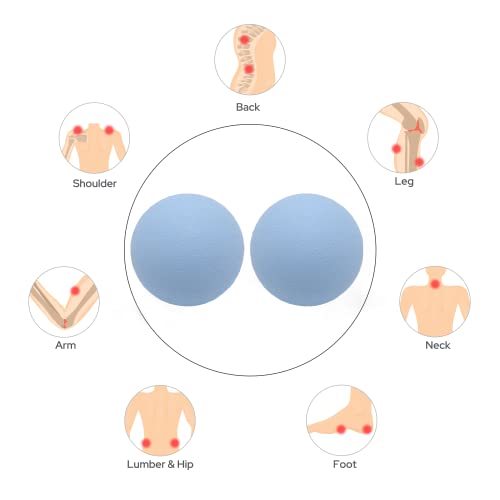 Hard Lacrosse Ball Massage Ball Therapy. Firm Trigger Point Massager Tool for Deep Tissue Yoga Physiotherapy Myofascial Release Muscle Relax Plantar Fasciitis Pain Relief (2 Pack) (Blue) - color: Blue