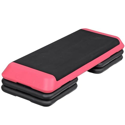43'' Wide Adjustable Aerobic Step Platform - 4 Stackable Risers for Home Gym Cardio, Strength & Full-Body Training - color: Pink