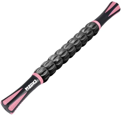 Muscle Roller Stick for Athletes, Massage Roller to Reduce Muscle Soreness, Cramping & Tightness - Legs, Arms, Back & Calves (Black Pink- 18 inch) - color: Pink Black-b