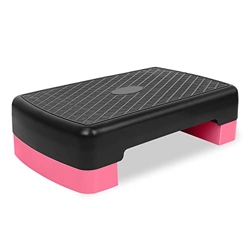 Height-Adjustable 4"-6" Step Aerobics Platform Fitness Equipment Stepper Trainer Exercise Step Platform with 2 Riser