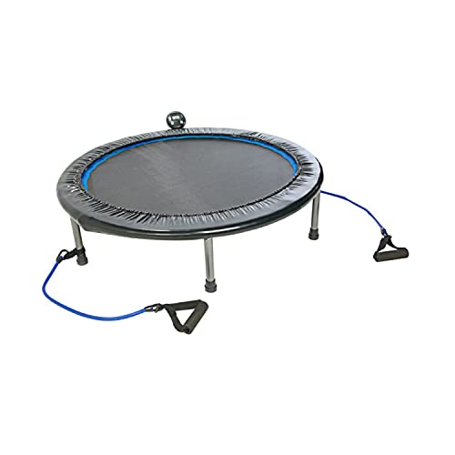 Stamina 36" Foldable Mini Trampoline Rebounder for Adults with Smart Workout App, Black - Portable Fitness Equipment for Home Gym, Cardio and Jumping Training Exercise - color: 38-Black