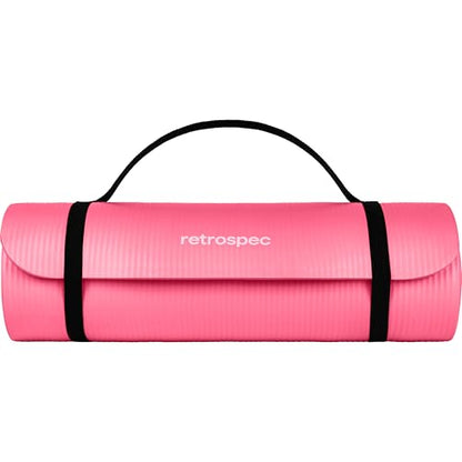 Retrospec Solana Yoga Mat Thick 1/2in Non-Slip Workout Mat with Nylon Strap - 72x24in Exercise Mat for Pilates, Stretching & Fitness - BPA Free, Easy Clean