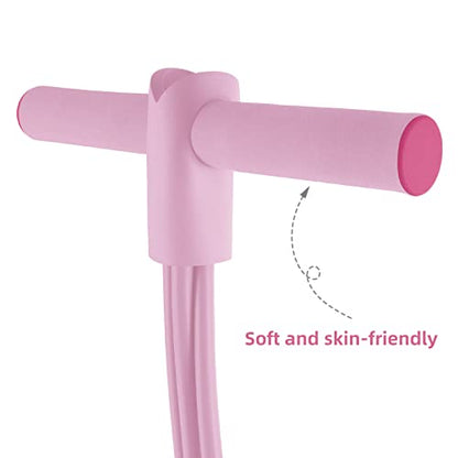 Multi-Function Tension Rope – 4 Tube Resistance Bands with Handles – Sit Up Exercise Equipment Home Gym Tummy Trainer for Men Women - color: pink