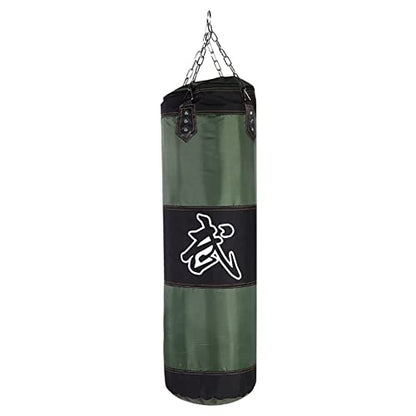 Empty Training Boxing Sandbag, Fitness Sandbags, Oxford Cloth Material, with Zipper, for Exercise(Green, 100cm)